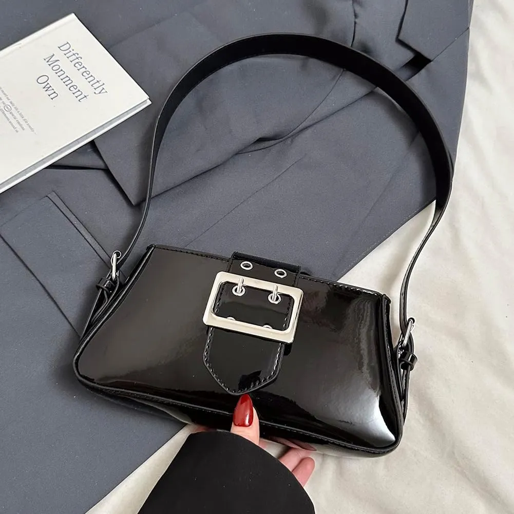 Women's Y2K Purse,Studded Shoulder Bag PU Leather Hobo Bag Underarm Shoulder Bag 2024 Trendy Clutch Purse with Buckle