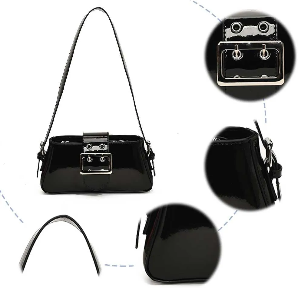 Women's Y2K Purse,Studded Shoulder Bag PU Leather Hobo Bag Underarm Shoulder Bag 2024 Trendy Clutch Purse with Buckle