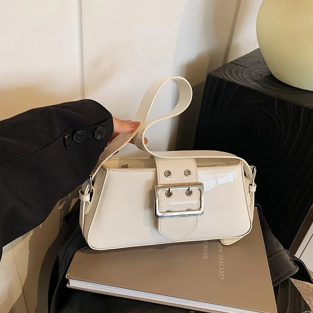 Women's Y2K Purse,Studded Shoulder Bag PU Leather Hobo Bag Underarm Shoulder Bag 2024 Trendy Clutch Purse with Buckle