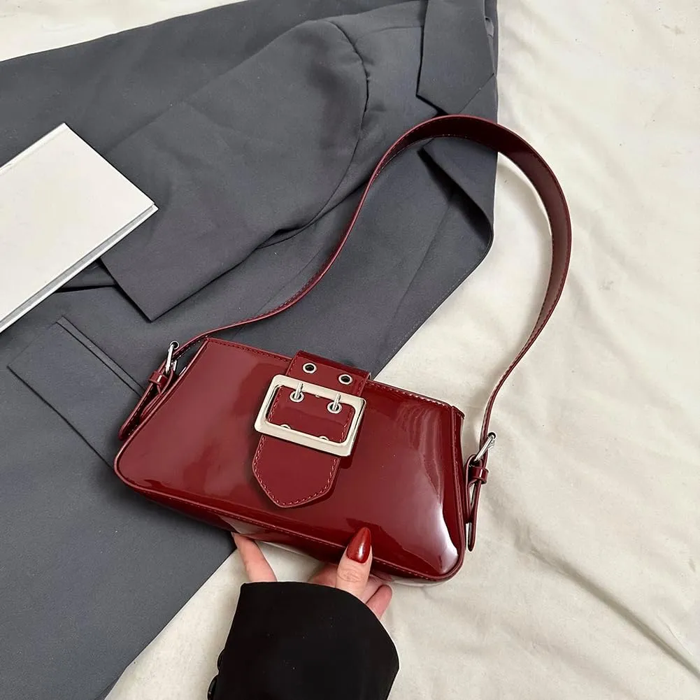 Women's Y2K Purse,Studded Shoulder Bag PU Leather Hobo Bag Underarm Shoulder Bag 2024 Trendy Clutch Purse with Buckle