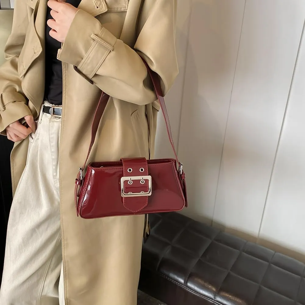 Women's Y2K Purse,Studded Shoulder Bag PU Leather Hobo Bag Underarm Shoulder Bag 2024 Trendy Clutch Purse with Buckle