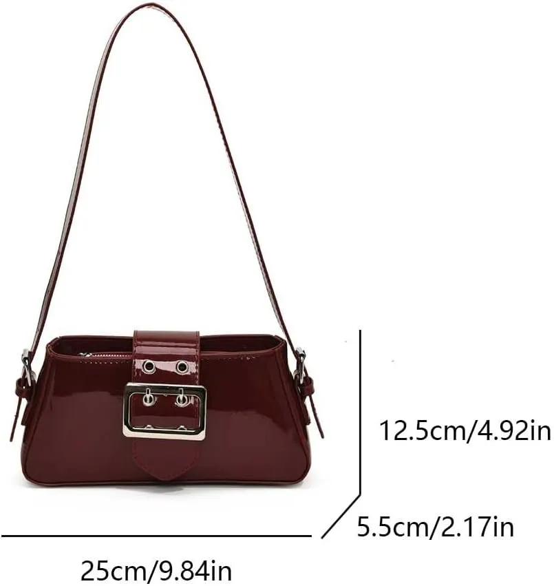Women's Y2K Purse,Studded Shoulder Bag PU Leather Hobo Bag Underarm Shoulder Bag 2024 Trendy Clutch Purse with Buckle