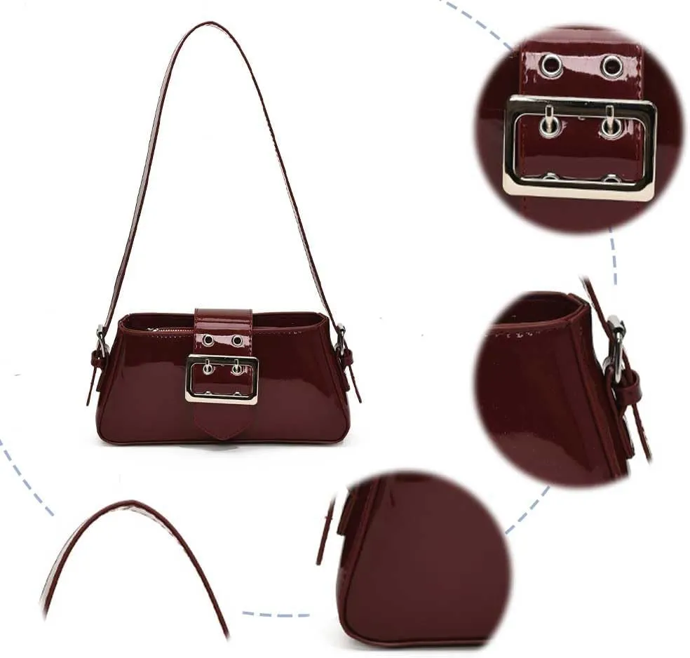 Women's Y2K Purse,Studded Shoulder Bag PU Leather Hobo Bag Underarm Shoulder Bag 2024 Trendy Clutch Purse with Buckle