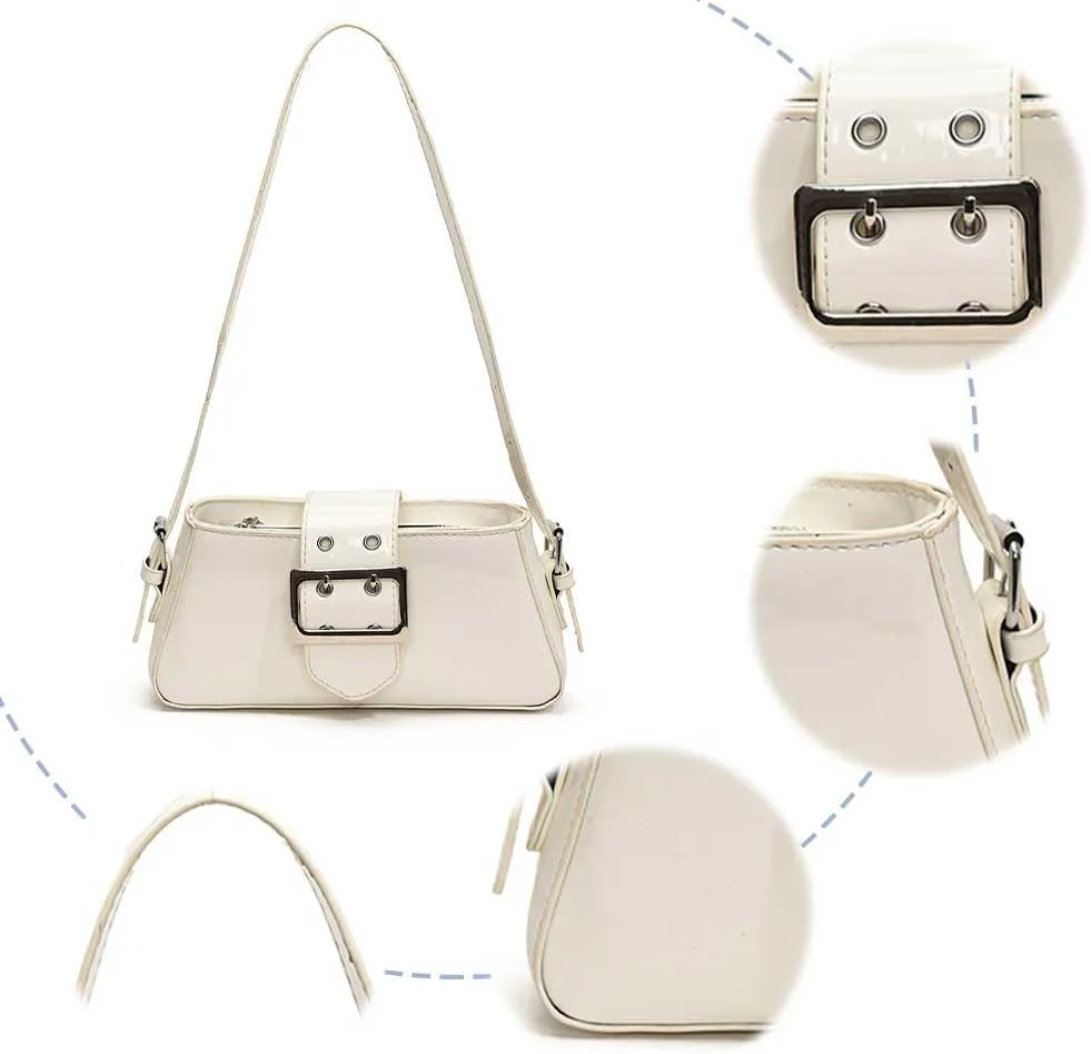 Women's Y2K Purse,Studded Shoulder Bag PU Leather Hobo Bag Underarm Shoulder Bag 2024 Trendy Clutch Purse with Buckle