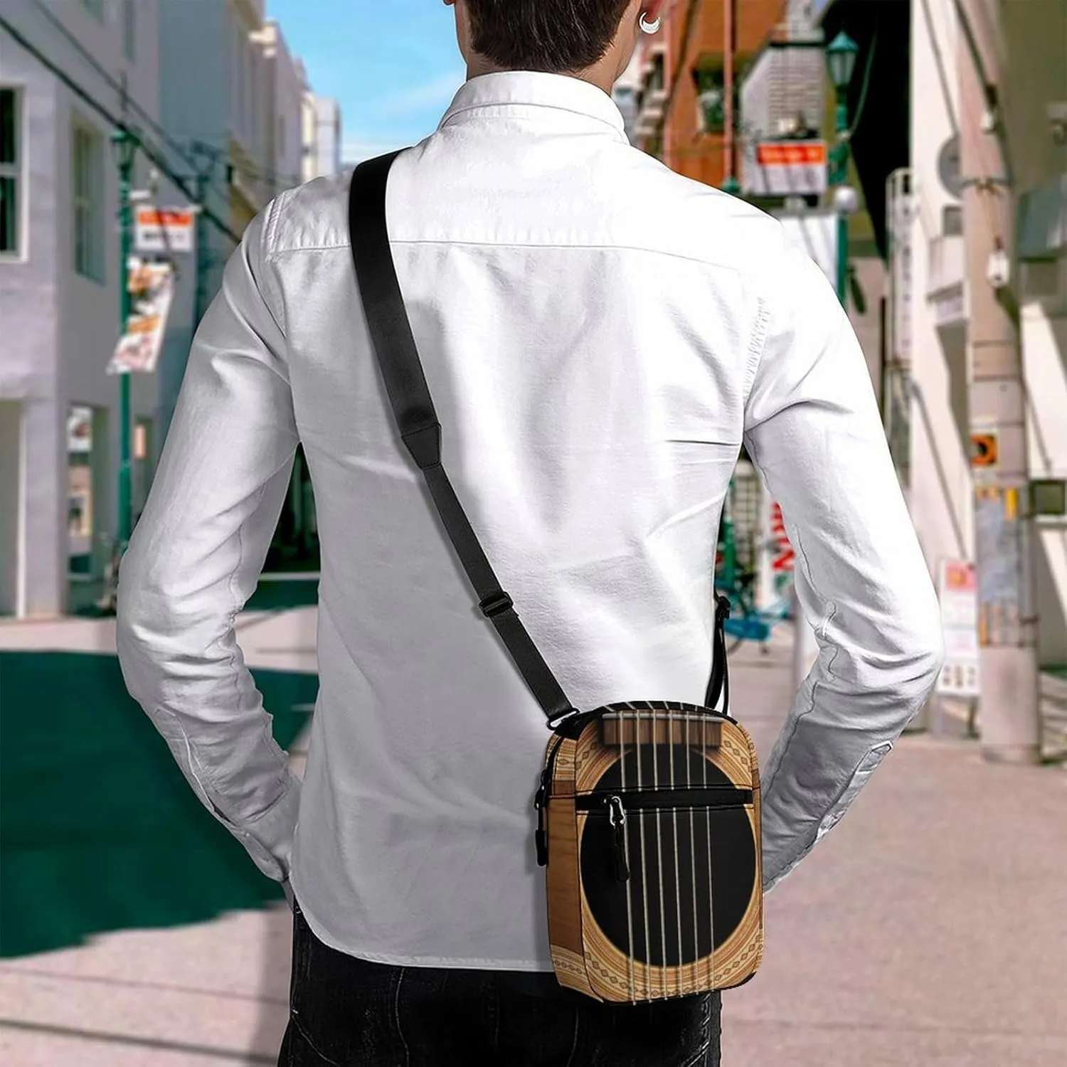 Wood Acoustic Guitar Music Detachable Shoulder Strap Exquisite Small Shoulder Bag