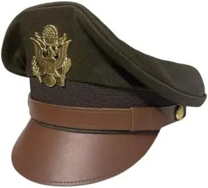 WW2 US Army Air Corps Officers Pilots OD Visor Crusher Hat Cap, 57cm - Vintage Aviation