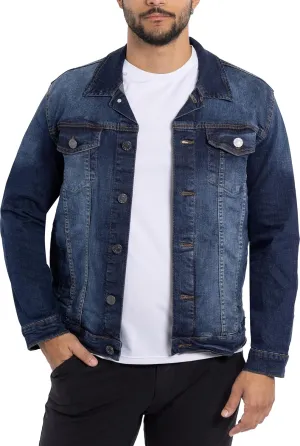 X RAY Mens Denim Jacket, Washed Ripped Distressed Flex Stretch Casual Trucker Biker Jeans Jacket for Men
