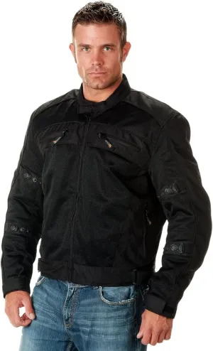 Xelement CF380 Black Tri-Tex Mesh Motorcycle Sport Jacket For Men with X Armor