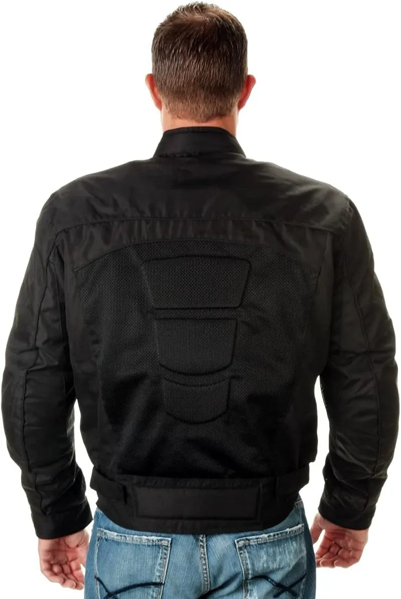 Xelement CF380 Black Tri-Tex Mesh Motorcycle Sport Jacket For Men with X Armor