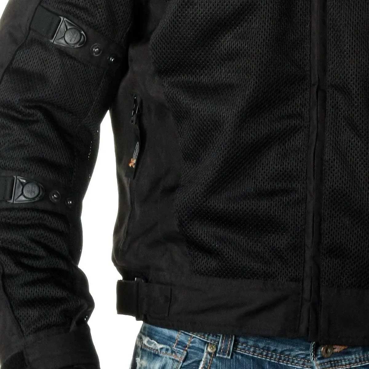 Xelement CF380 Black Tri-Tex Mesh Motorcycle Sport Jacket For Men with X Armor