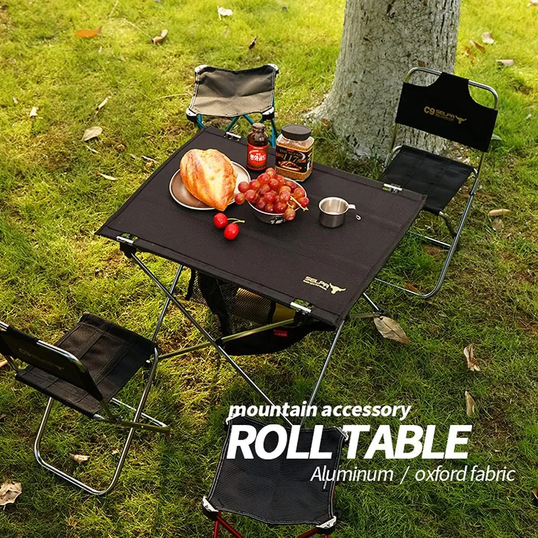 Xicennego Portable Foldable Aluminum Table Outdoor Picnic Table with Storage Bag.for Camping, Fishing, Mountaineering,Lightweight Roll-up Storage(Small)