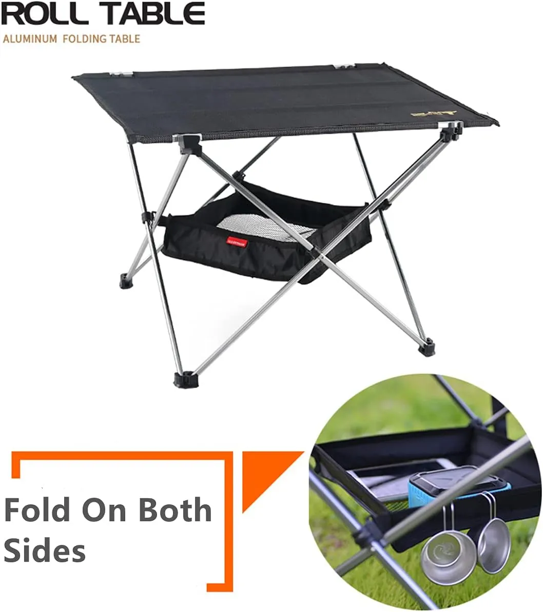 Xicennego Portable Foldable Aluminum Table Outdoor Picnic Table with Storage Bag.for Camping, Fishing, Mountaineering,Lightweight Roll-up Storage(Small)