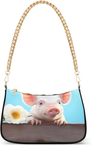 xigua Women's Handbag Cute Pig Shoulder Bag Tote Bag Chain Bag and Purse