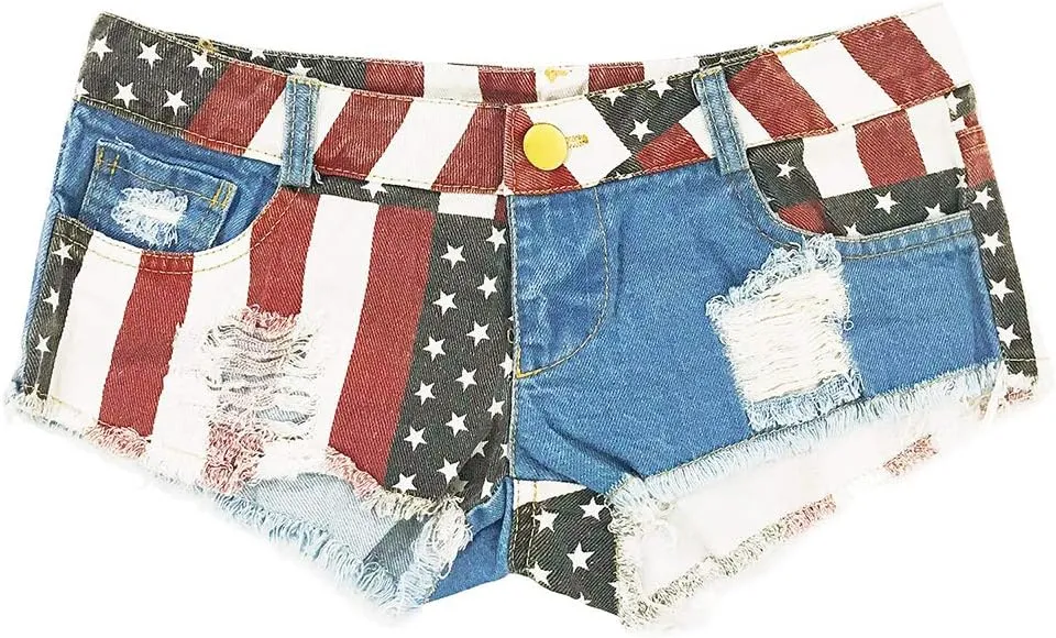 xxxiticat Women's Low Rise Mini Denim Shorts High Cut Short Beach Clubwear Sexy Jeans Denim Booty Double Button Shorts