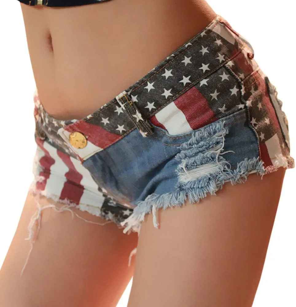 xxxiticat Women's Low Rise Mini Denim Shorts High Cut Short Beach Clubwear Sexy Jeans Denim Booty Double Button Shorts