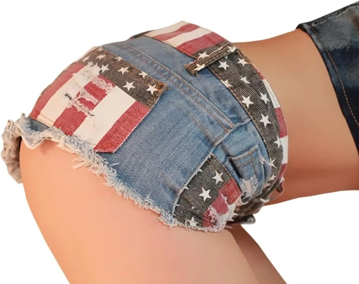 xxxiticat Women's Low Rise Mini Denim Shorts High Cut Short Beach Clubwear Sexy Jeans Denim Booty Double Button Shorts