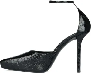 XYD Women Edgy Platform Pumps Slender Ankle Strap with Buckle Pointed Toe Stiletto High Heel Party Evening Shoes