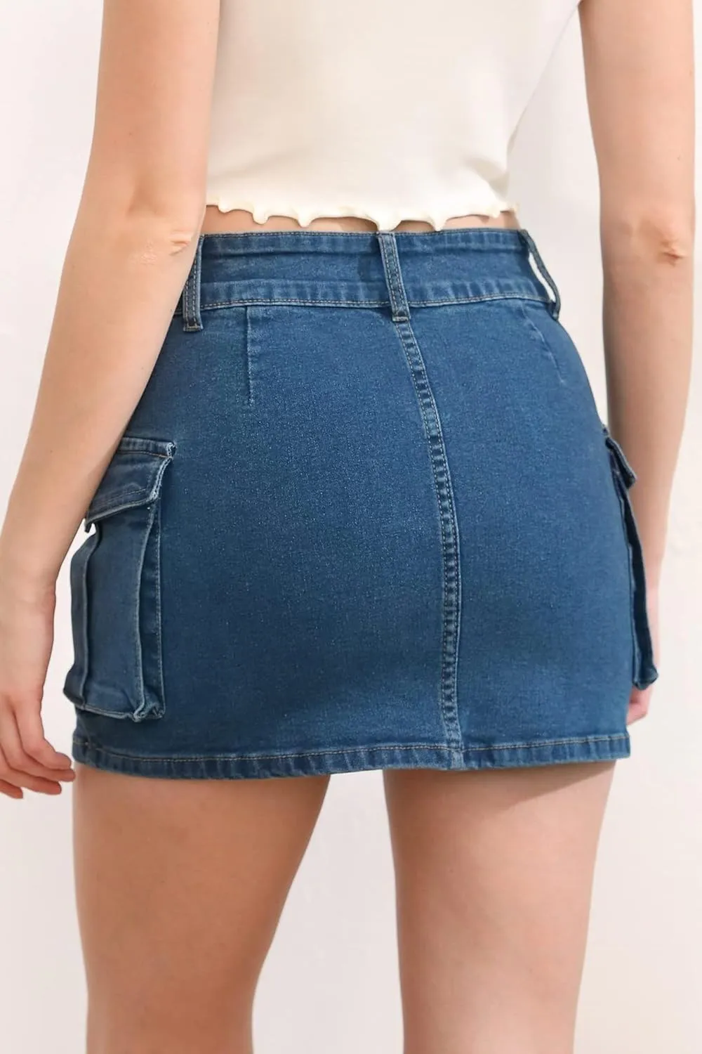 Y2k Cute Cargo Mini Skirt with Pockets Low Rise Denim Skort Stretch Bodycon Skirt Country Concert Outfits for Women