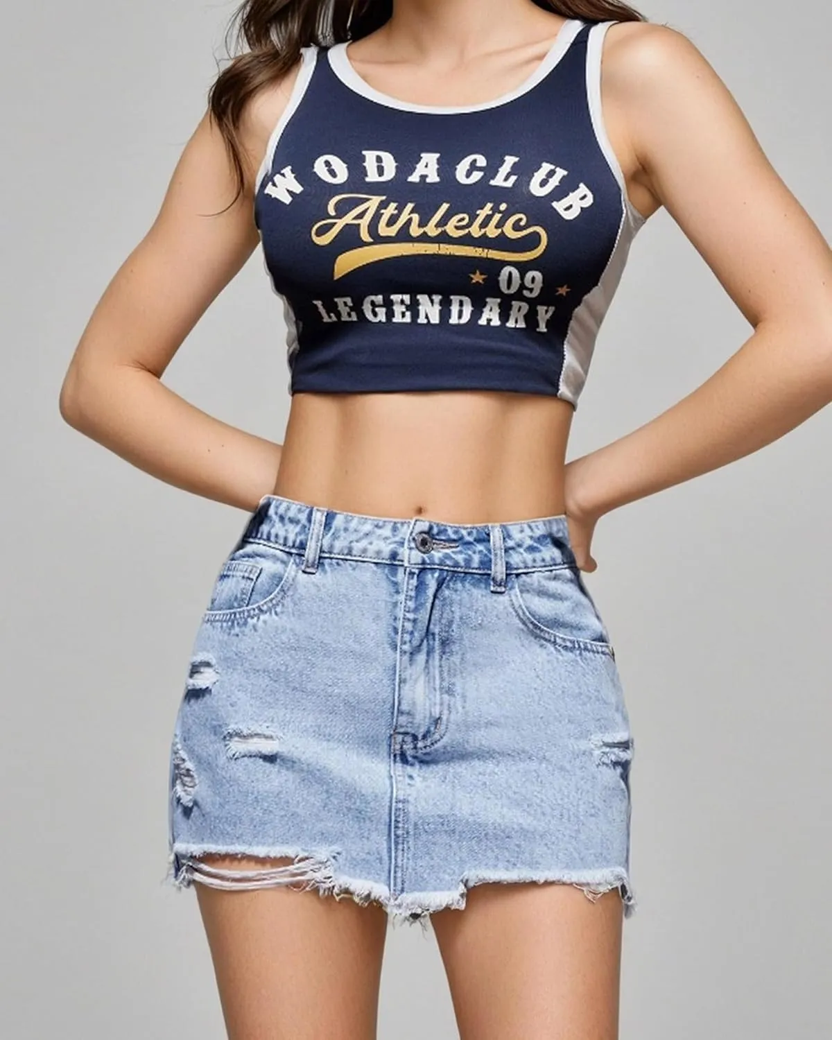 Y2K Low Rise Denim Mini Skirt for Women Distressed Raw Hem Light Wash 2000s Vintage A-Line Short Skirts Non-Stretch