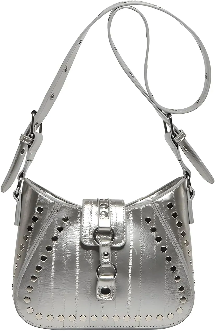 Y2K Purse Street Goth Hobo Shoulder Bag 2000s Cute Punk Girly Sleek Handbag Emo Studded Vintage Trendy Purses 2025