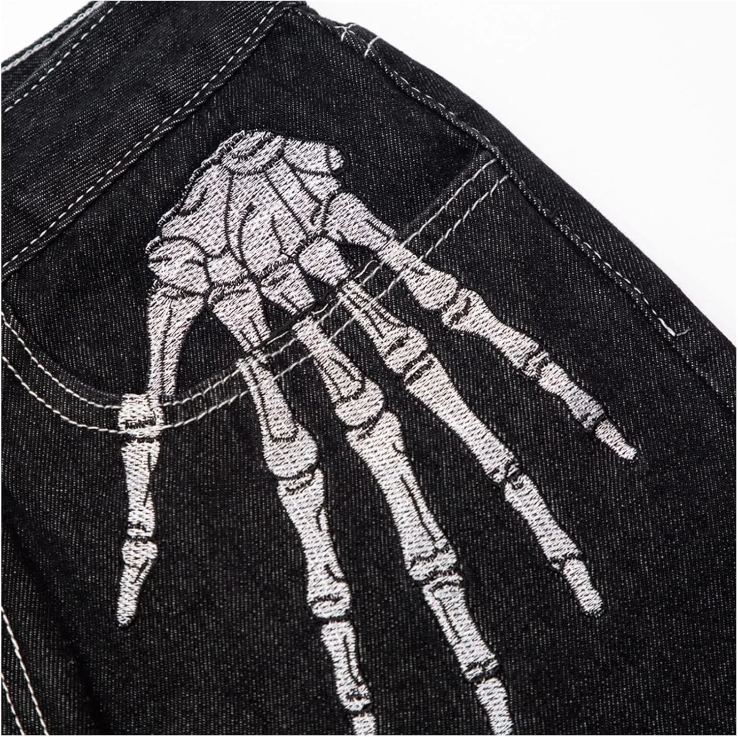Y2k Skeleton Pants Men Hip Hop Grunge Baggy Jeans Goth Loose Fit Dance Skateboard Pants Streetwear