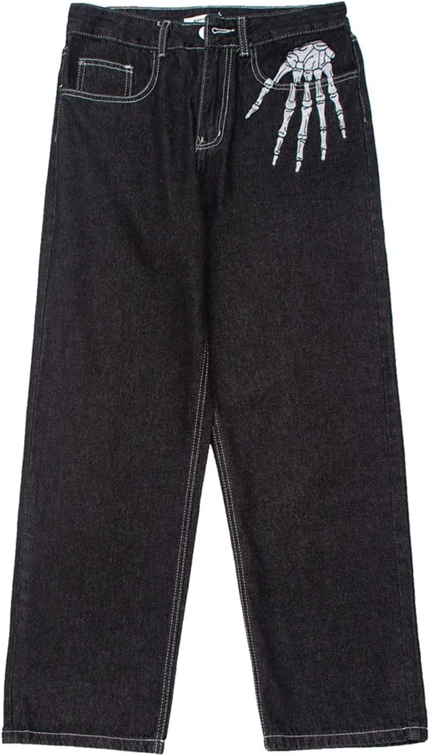 Y2k Skeleton Pants Men Hip Hop Grunge Baggy Jeans Goth Loose Fit Dance Skateboard Pants Streetwear