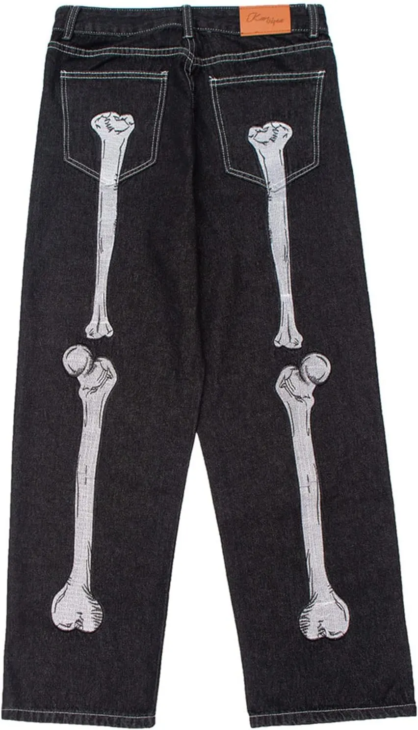 Y2k Skeleton Pants Men Hip Hop Grunge Baggy Jeans Goth Loose Fit Dance Skateboard Pants Streetwear