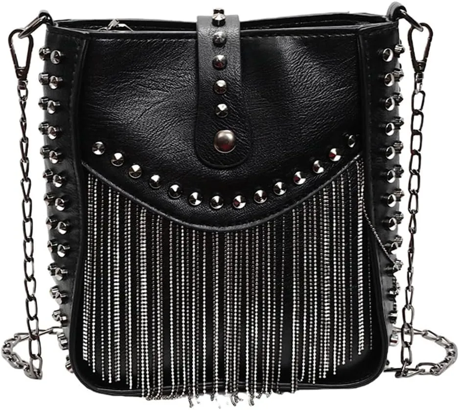 Y2K Tessal Shoulder Bags for Women Vintage Vegan Leather Trendy Handbag Clutch Purse Chain Strap Tote Shoulder Purse