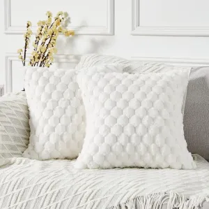 Yaertun Pack of 2 Super Soft Cozy Decorative Throw Pillow Covers Fuzzy Plush Faux Fur Luxury Cushion Cover Pillowcase for Sofa Couch Bed Livingroom 16x16 Inch White