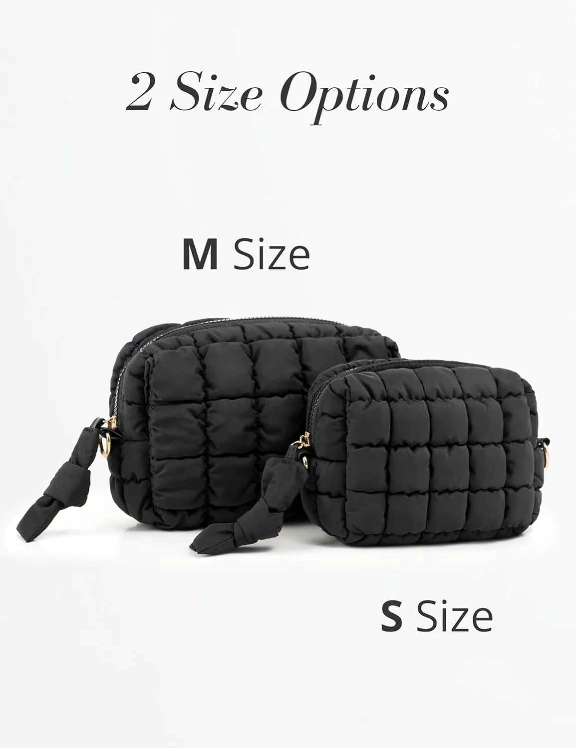 Yarnic Quilted Makeup Bag Cosmetic Bag, Travel Toiletry Bag for Women, Cute Makeup Bag Organizer Puffer Makeup Pouch (S, Beige)