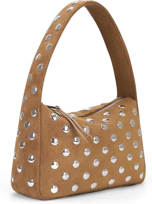 YFGBCX Studded Purses Black Shoulder Bag Y2K Purse for Women Handbag Soft Leather Fall Purse