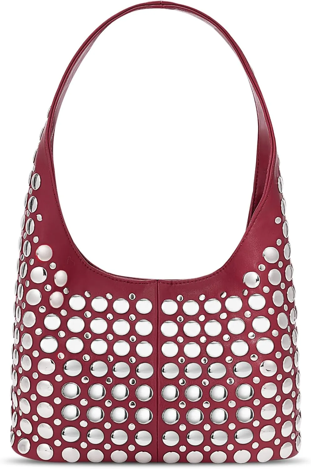 YFGBCX Vegan Leather Hobo Bag Studded Purses for Women Small Tote Bag Y2K Purse Portuguese Stud Shoulder Bag Red Purse