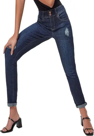 YMI Women's Junior Wannabettabutt 2 Button Cuffed Ankle Jean
