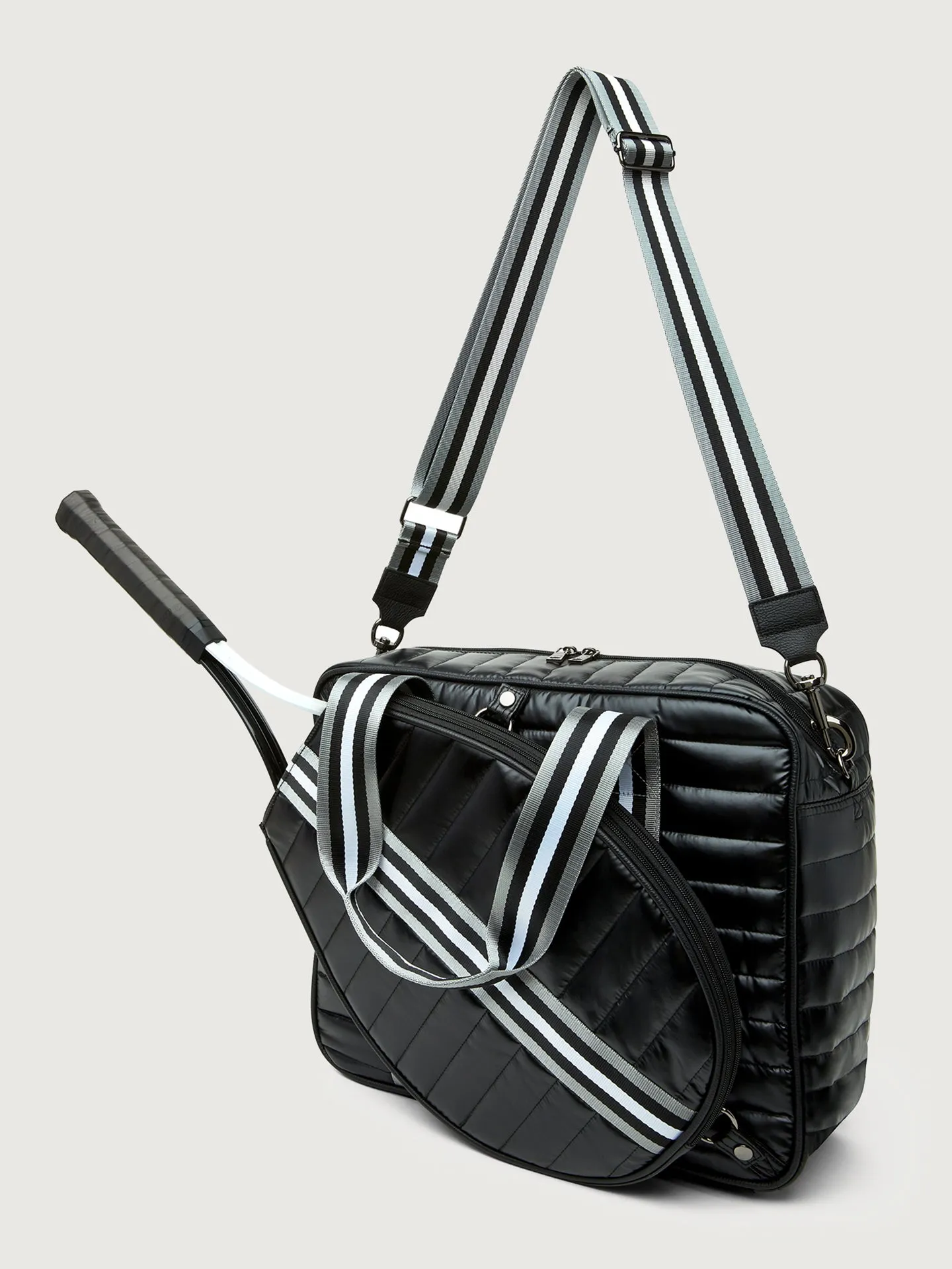 You are the Champion Tennis Bag - Pearl Black/ Pewter/ Black/ White Web