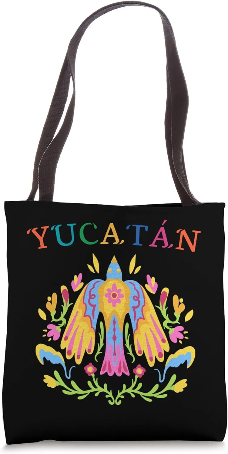Yucatan Shirt, Yucatan Flower, Yucatan Otomi bird Mexico Tote Bag