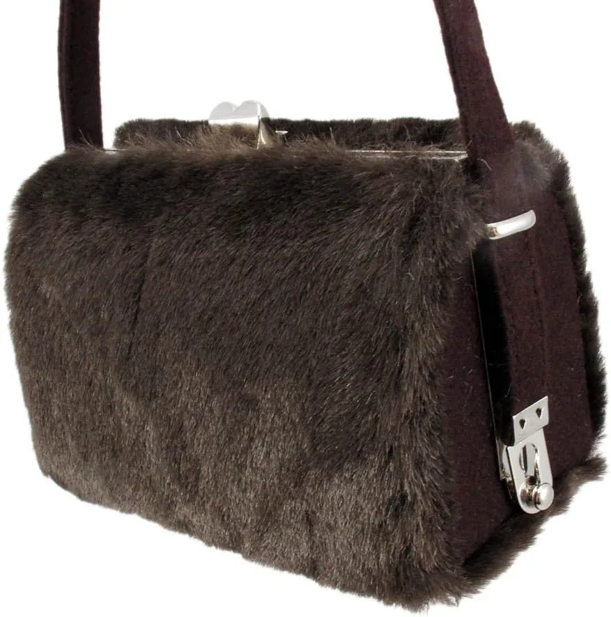 Zeckos Faux Fur Hard Frame Evening Bag