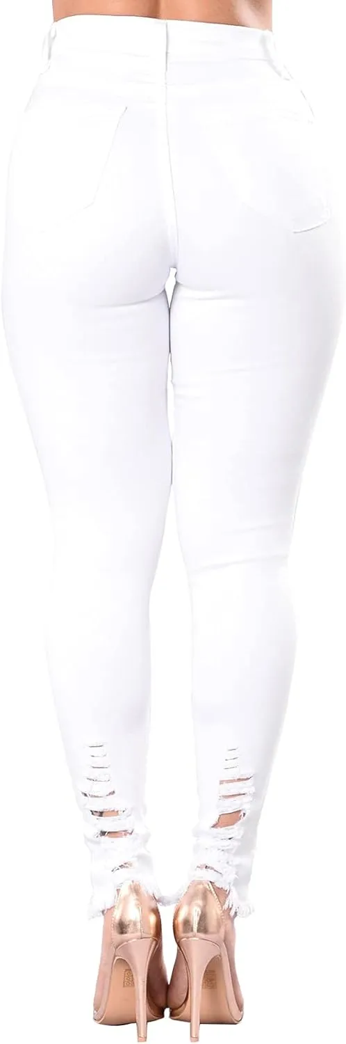 ZERMOM Ripped Skinny Jeans for Women Destroyed Mid Rise Stretch Denim Pants