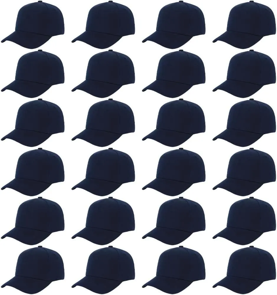 ZH 24 PC Blank Baseball Caps Adjustable Back Strap Plain Baseball Cap for Trucker Men Women Wholesale Bulk Baseball Caps