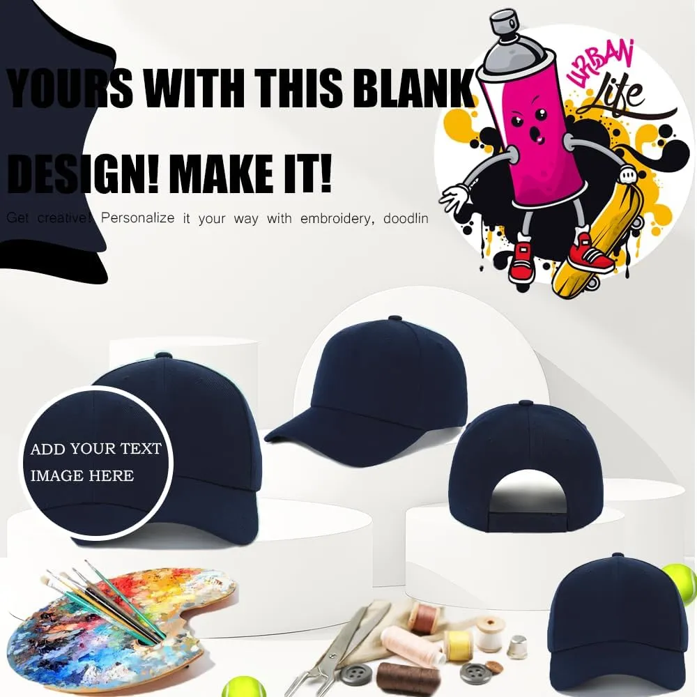 ZH 24 PC Blank Baseball Caps Adjustable Back Strap Plain Baseball Cap for Trucker Men Women Wholesale Bulk Baseball Caps