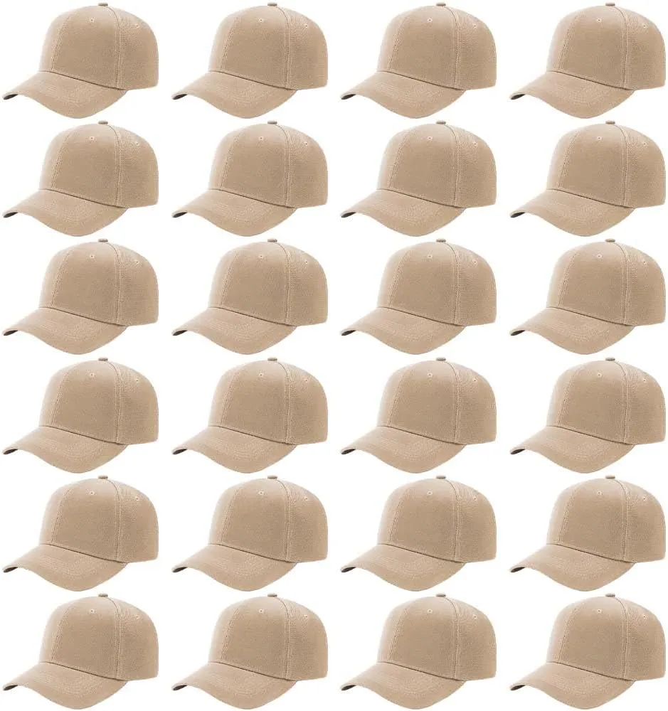 ZH 24 PC Blank Baseball Caps Adjustable Back Strap Plain Baseball Cap for Trucker Men Women Wholesale Bulk Baseball Caps