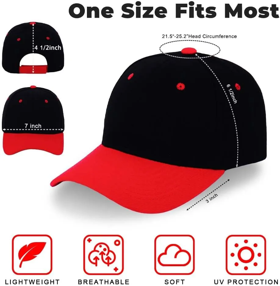 ZH Plain Adjustable Baseball Cap - Lot of 12 Unisex Blank Design Caps