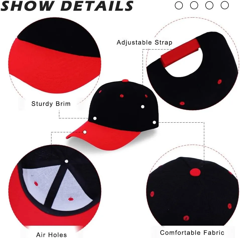 ZH Plain Adjustable Baseball Cap - Lot of 12 Unisex Blank Design Caps