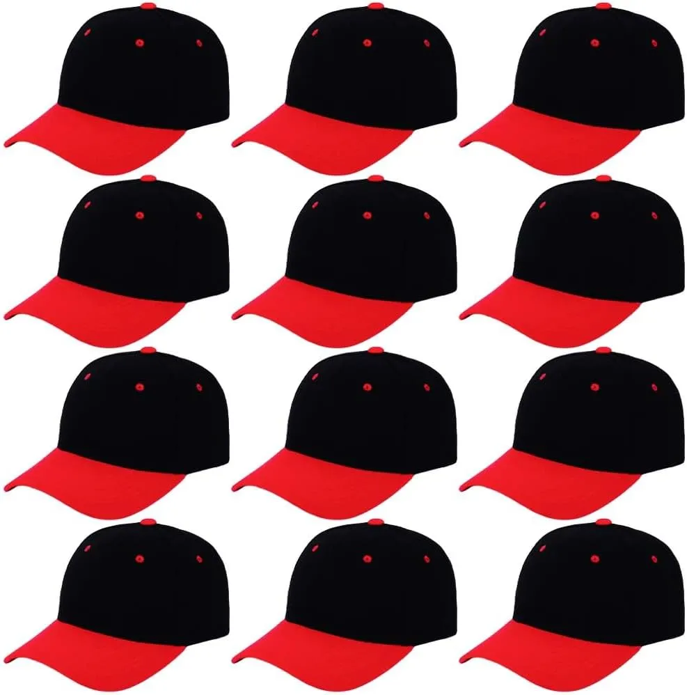ZH Plain Adjustable Baseball Cap - Lot of 12 Unisex Blank Design Caps