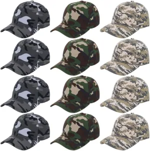ZH Plain Adjustable Baseball Cap - Lot of 12 Unisex Blank Design Caps