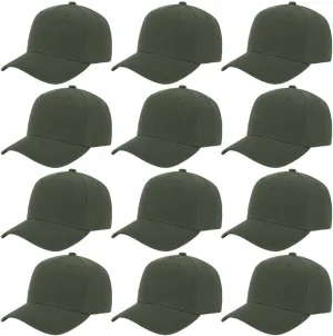 ZH Plain Adjustable Baseball Cap - Lot of 12 Unisex Blank Design Caps