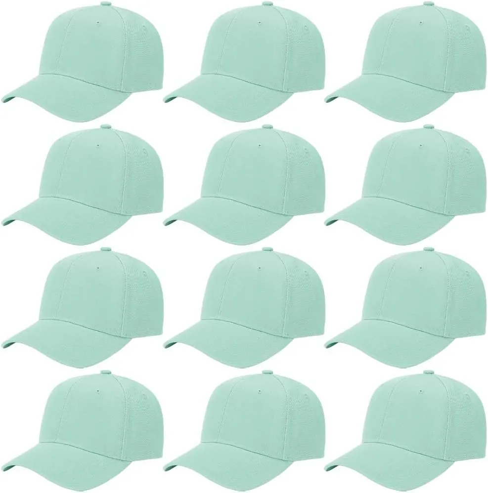 ZH Plain Adjustable Baseball Cap - Lot of 12 Unisex Blank Design Caps