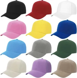 ZH Plain Adjustable Baseball Cap - Lot of 12 Unisex Blank Design Caps