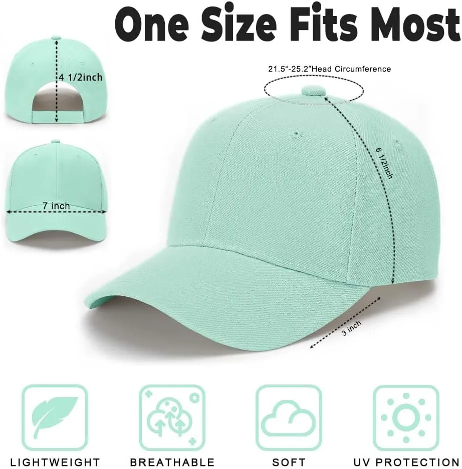 ZH Plain Adjustable Baseball Cap - Lot of 12 Unisex Blank Design Caps