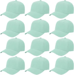 ZH Plain Adjustable Baseball Cap - Lot of 12 Unisex Blank Design Caps