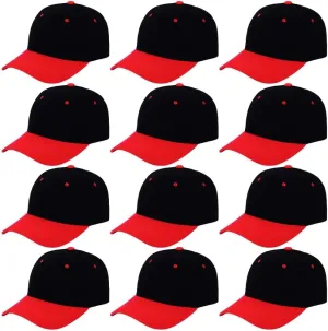 ZH Plain Adjustable Baseball Cap - Lot of 12 Unisex Blank Design Caps